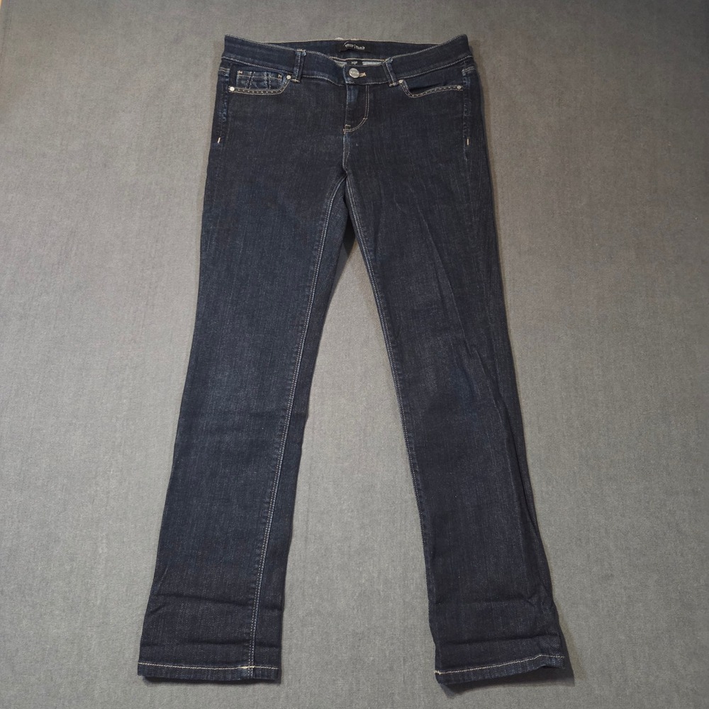 White House Black Market Capri Jeans Womens 2 Blue Noir Indigo Flap Pocket
